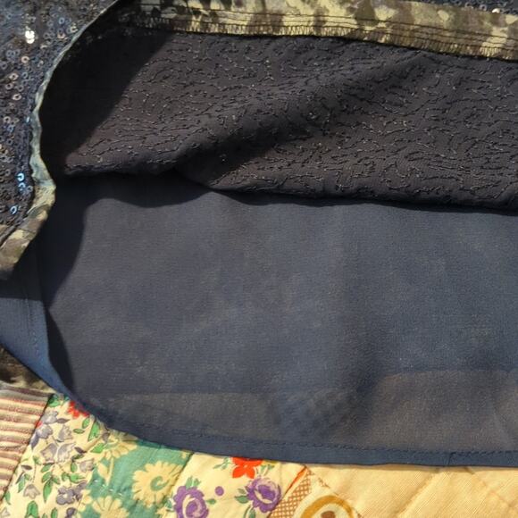 Jones New York Collection Navy Sequin Snakeskin Print Trim & Back Tank Size 14 - Picture 9 of 10